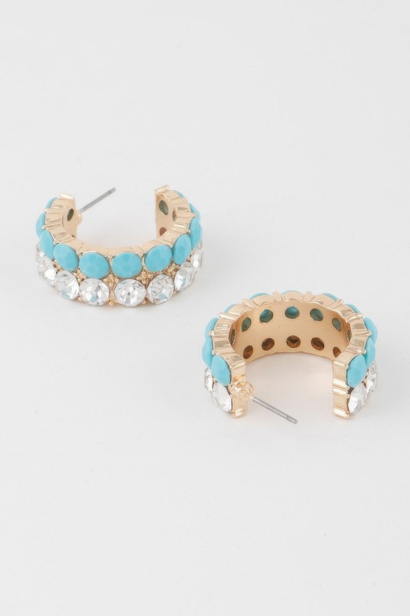 Double Jewel Stone Hoop Earrings Secondary image