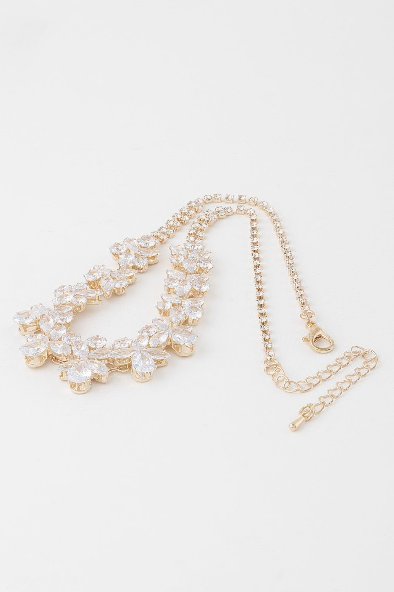 Double Crystal Flower Charm Necklace Secondary image