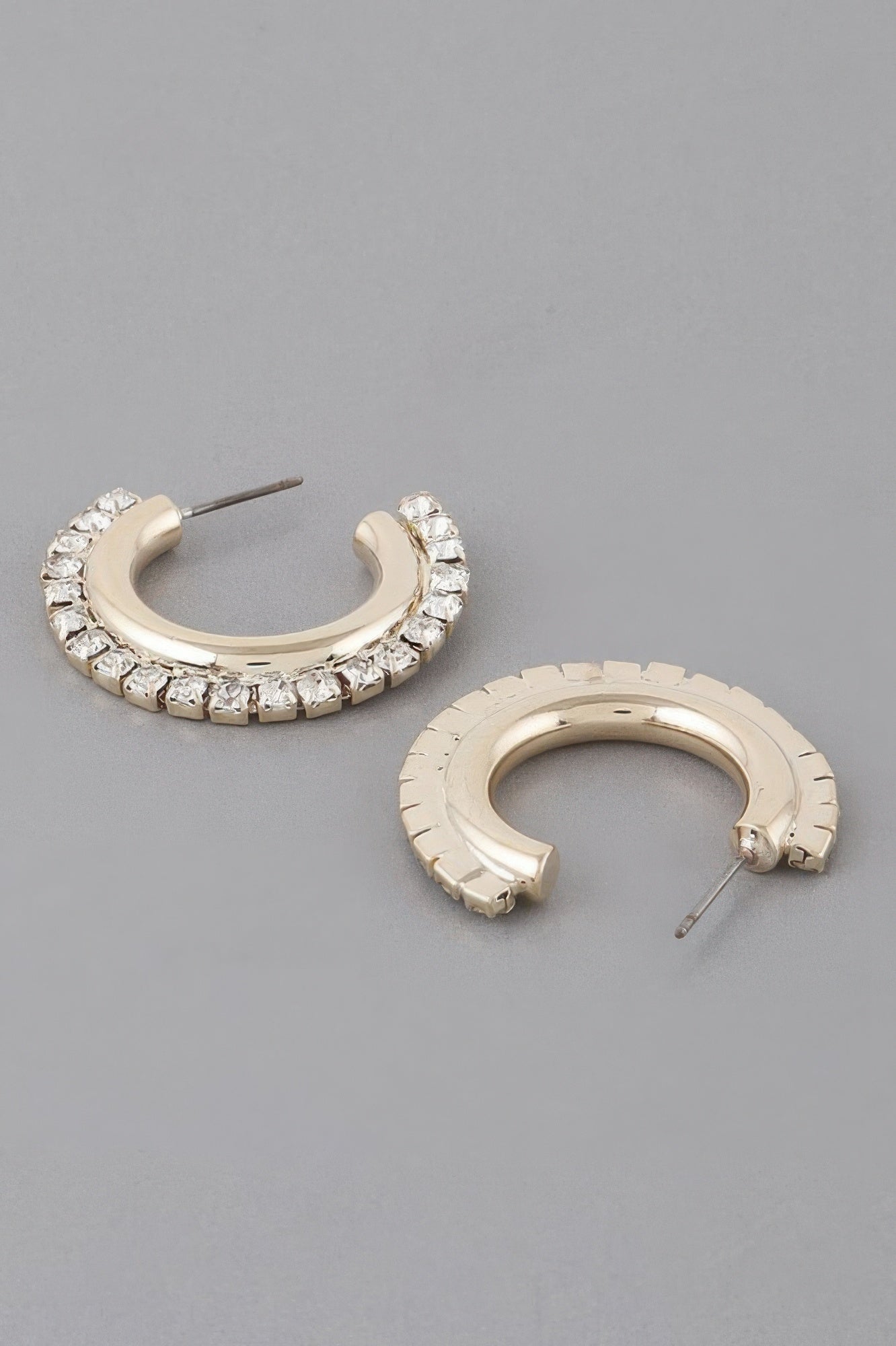 Rhinestone Lined Hoop Earrings Secondary image