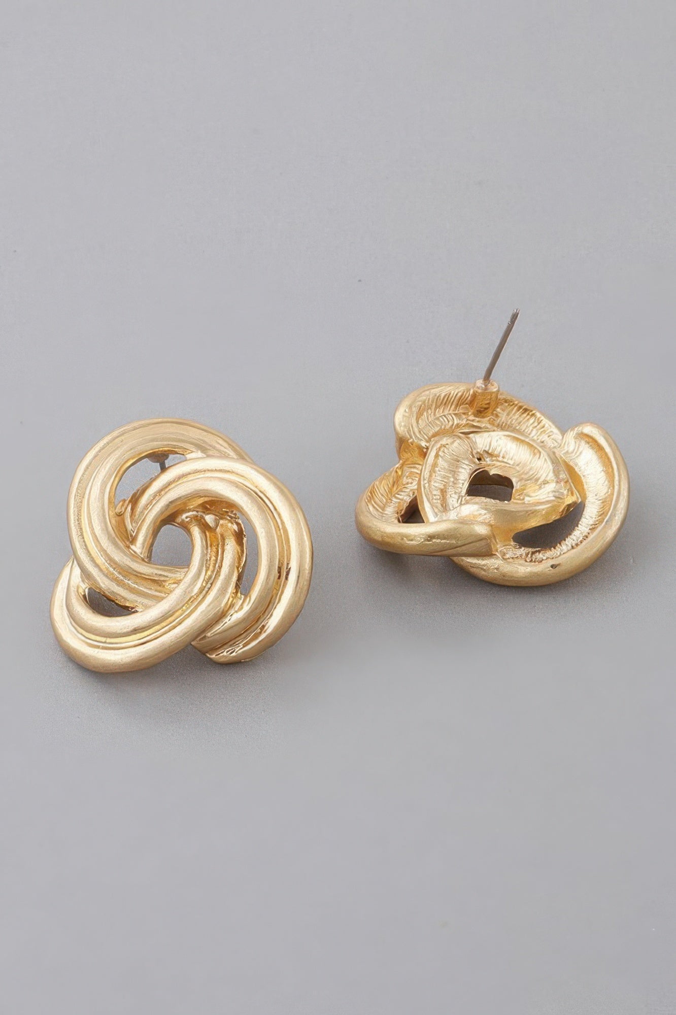 Triple Lined Knot Stud Earrings Secondary image