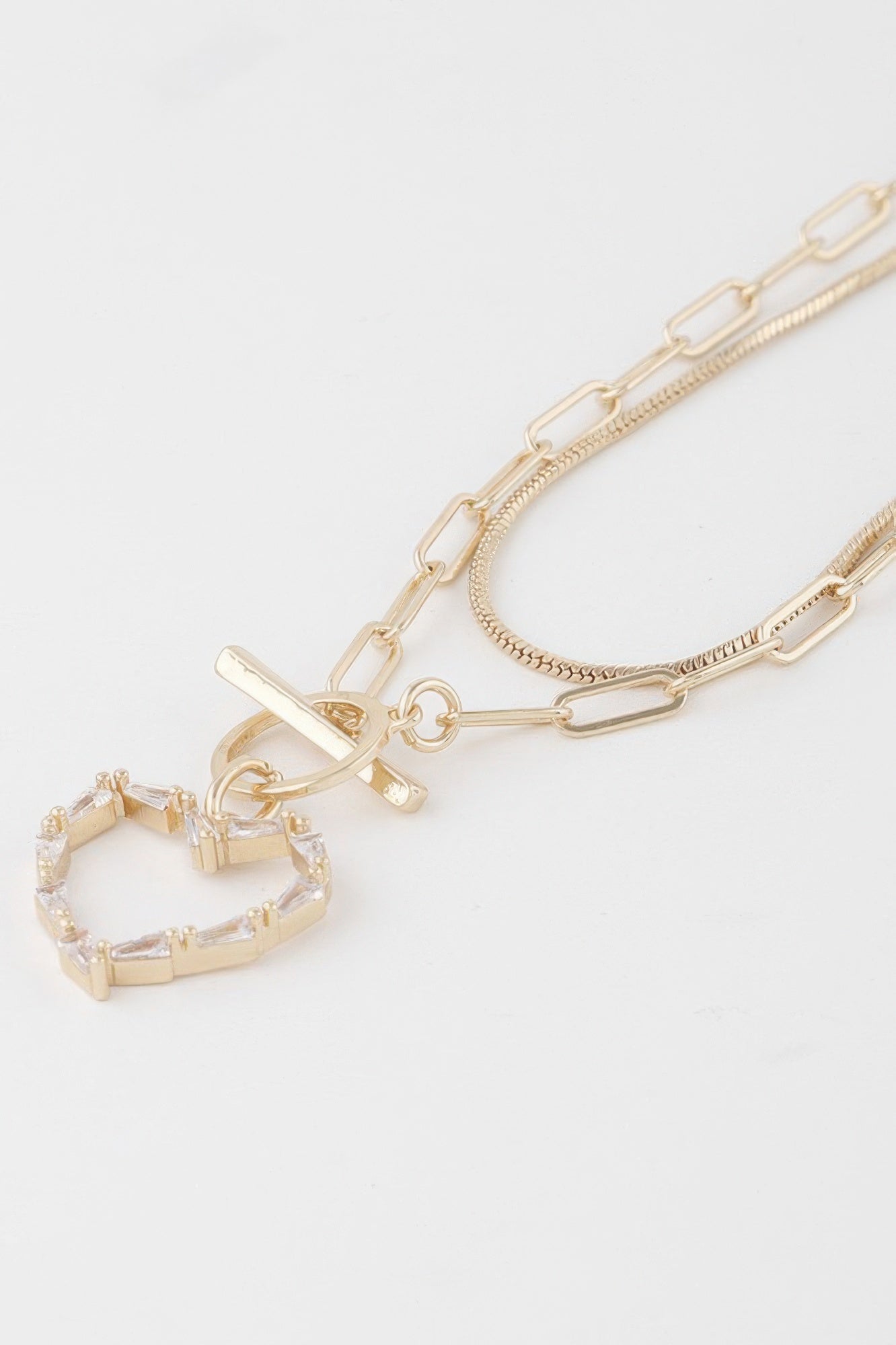 Double Heart Toggle Chain Necklace Secondary image