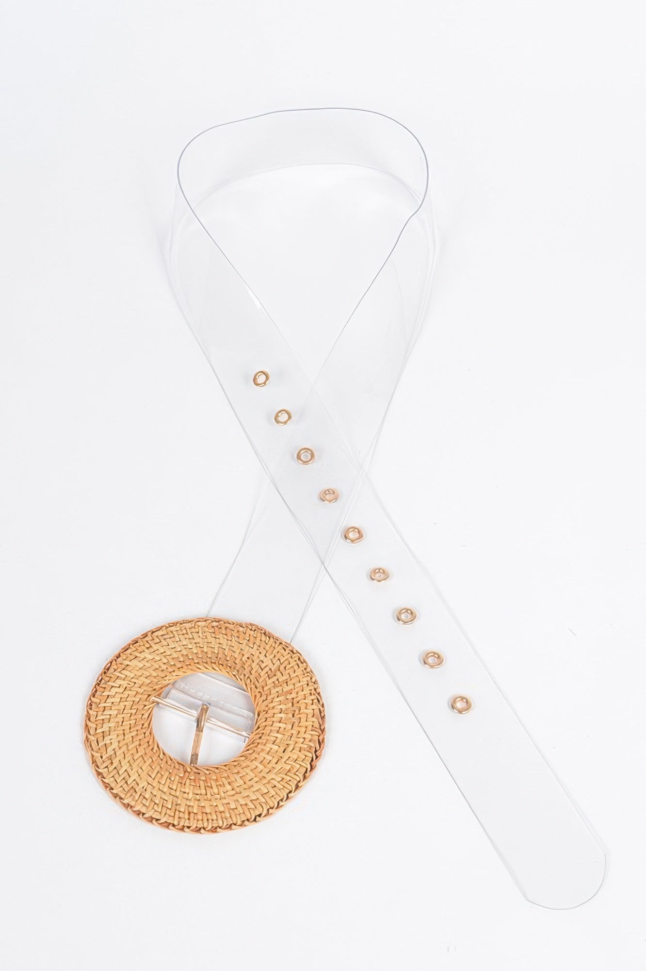 Oversize Weaved Bamboo Buckle Clear Belt Secondary image