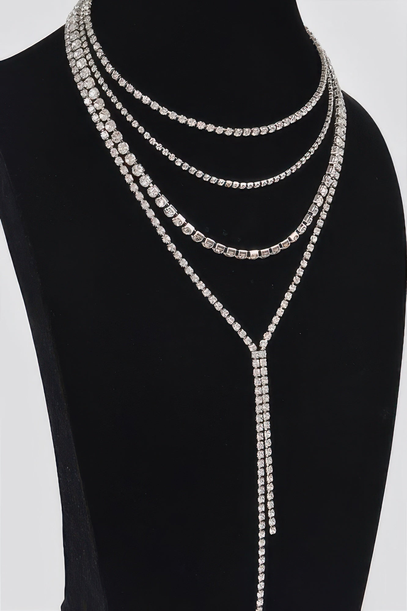 Multi-layered Rhinestone Long Necklace Secondary image