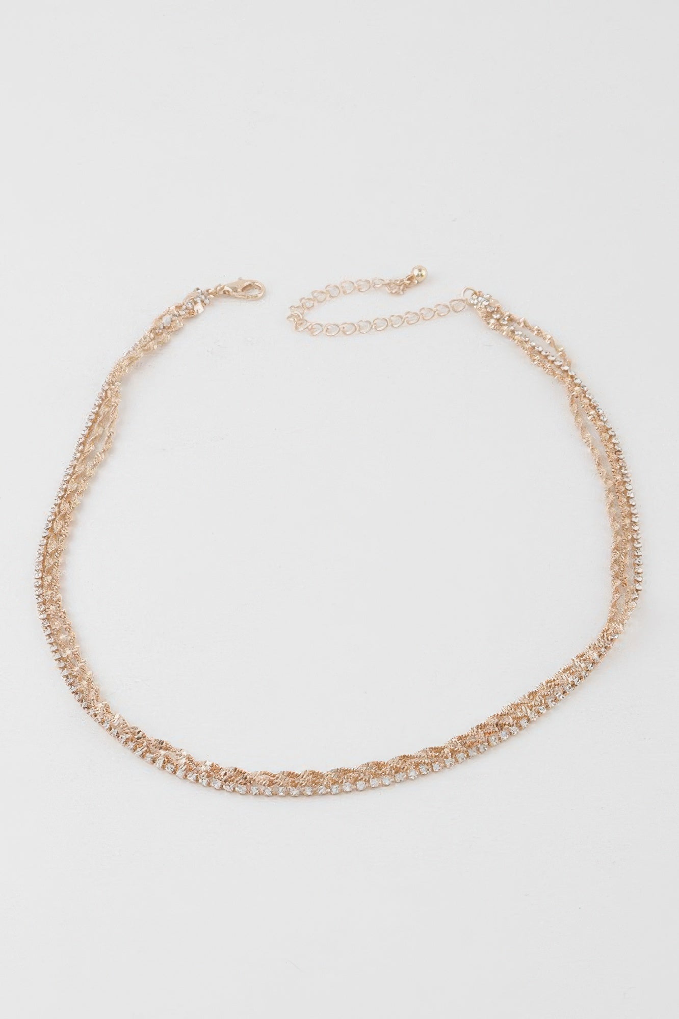 Rhinestone Twisted Chain Necklace Secondary image