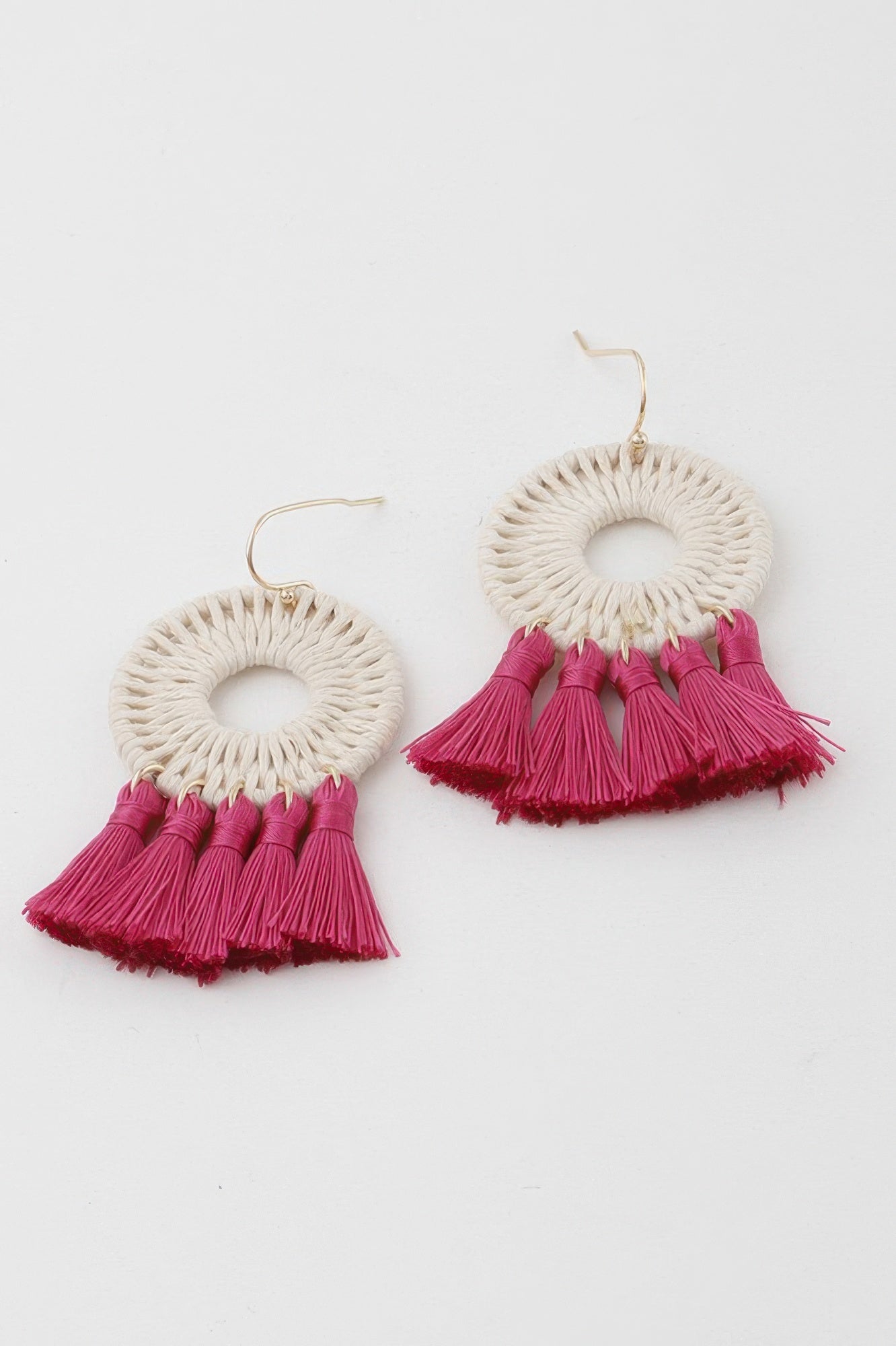 Weaved Tassel Disk Earrings Secondary image