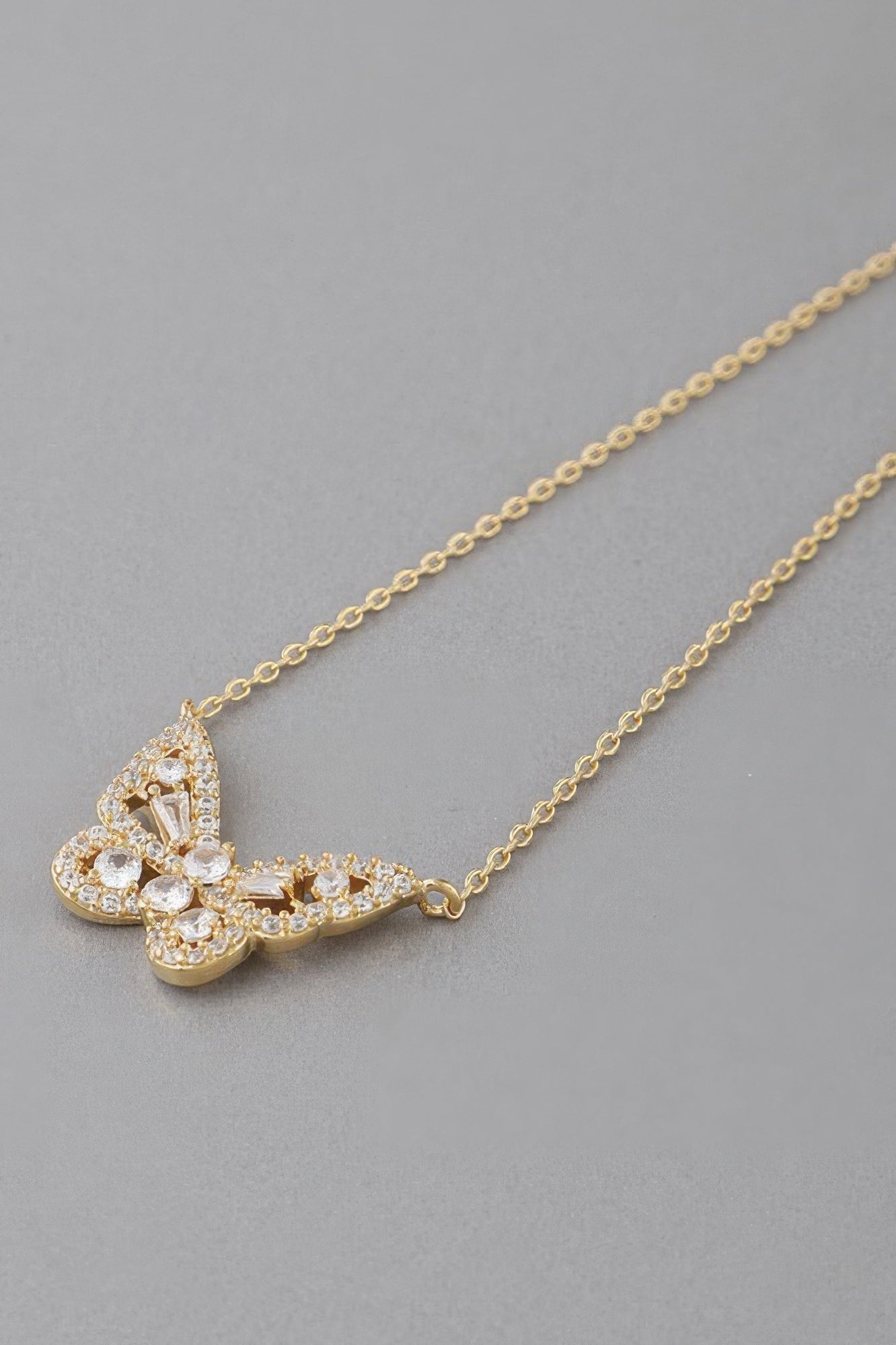 Rhinestone Butterfly Pendant Necklace Secondary image