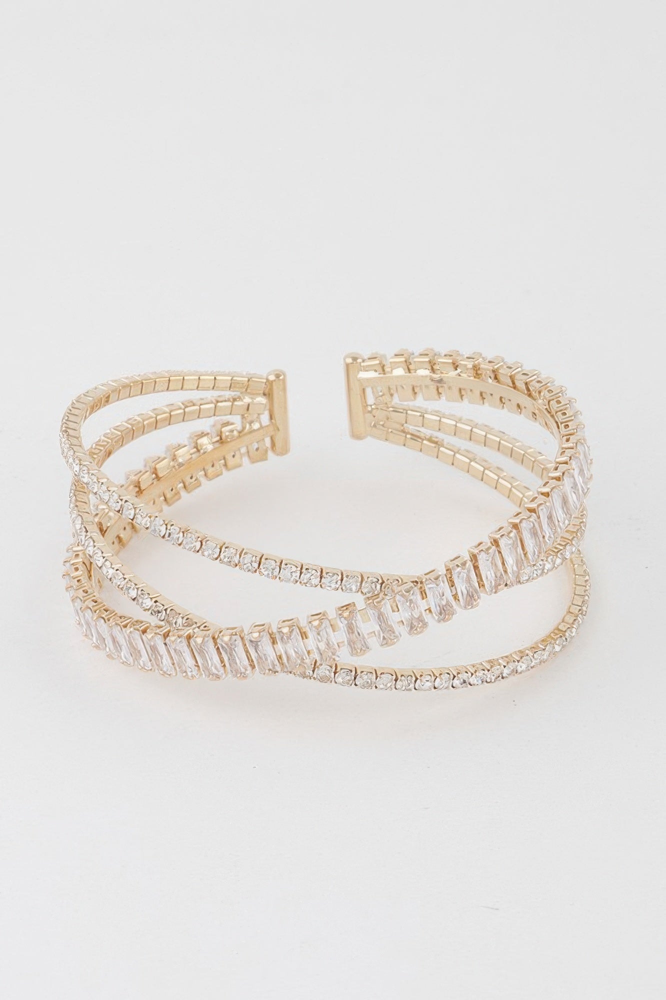 Triple Crystal Laced Cuff Bracelet Secondary image