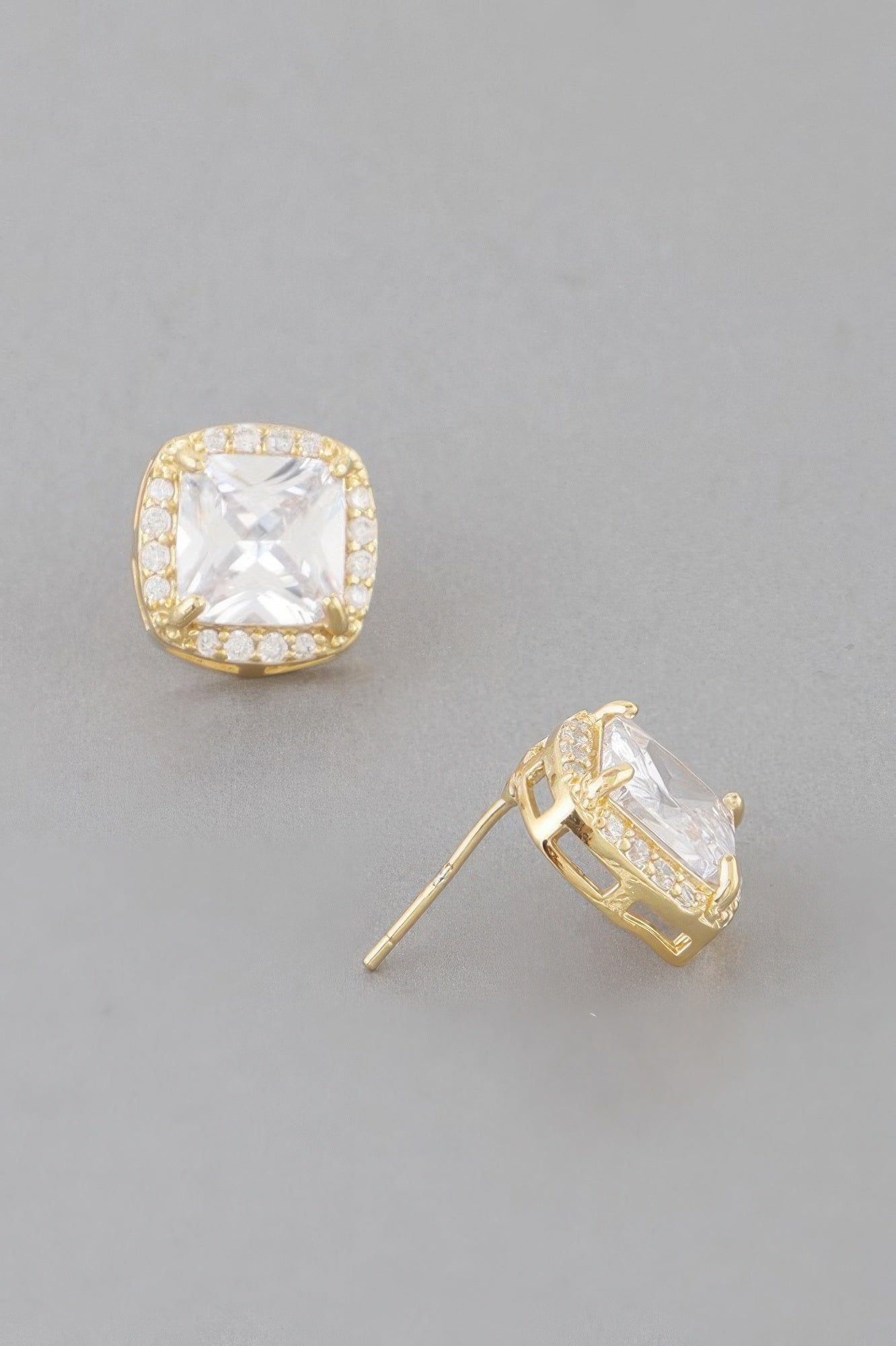 Embedded Cubic Rhinestone Stud Earrings Secondary image