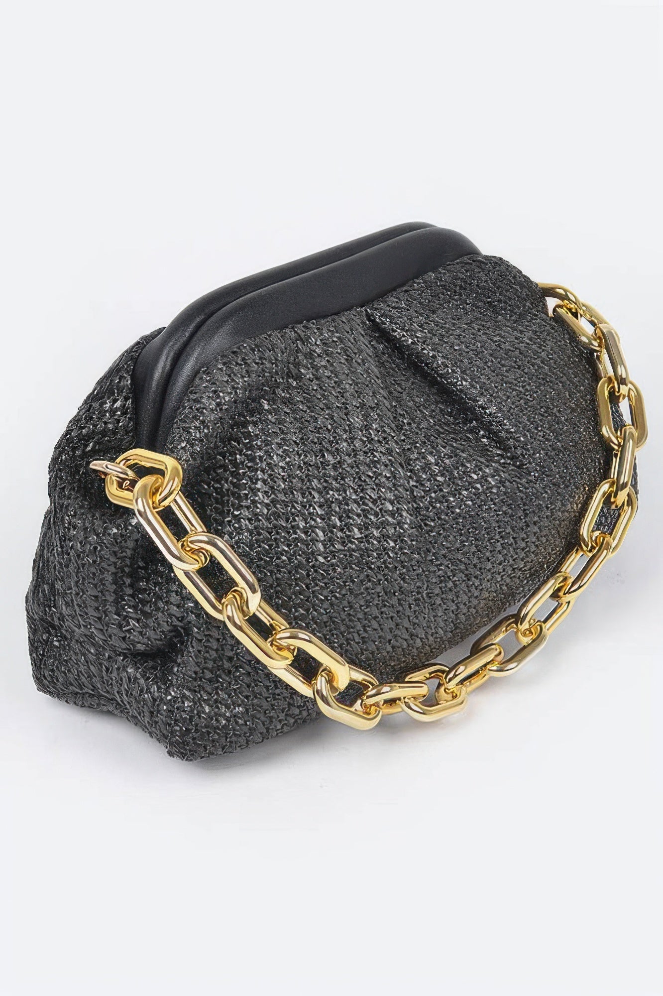 Faux Straw Frame Bag W/link Chain Secondary image