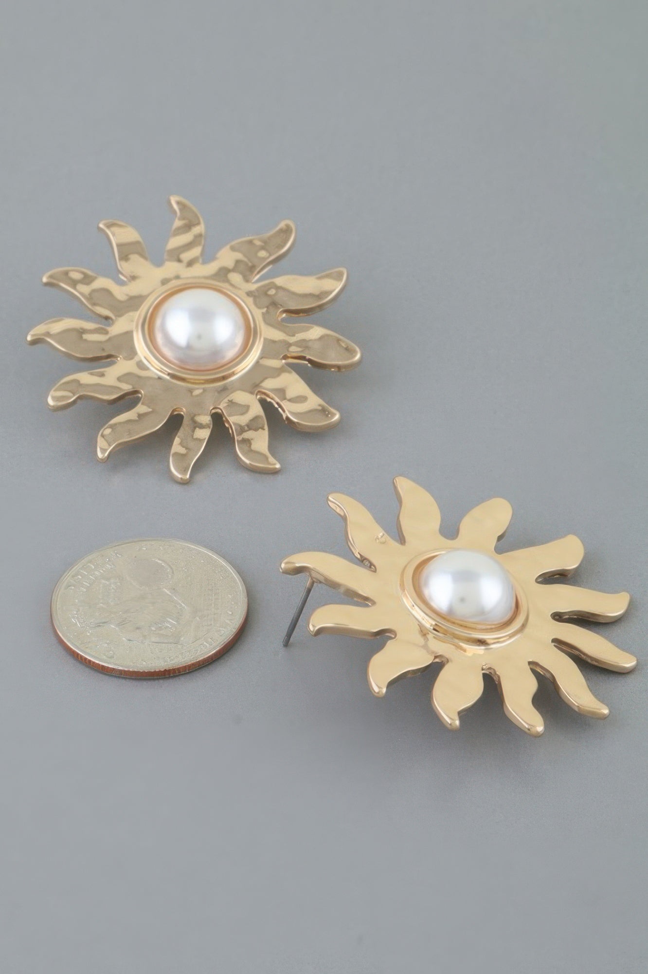 Rising Sun Pearl Stud Earrings Secondary image