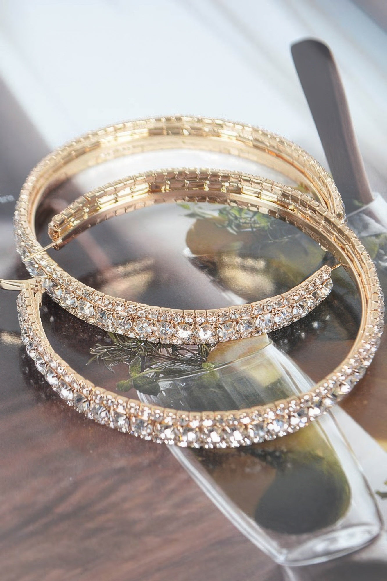Multi Rhinestone 80mm Hoop Earrings Secondary image