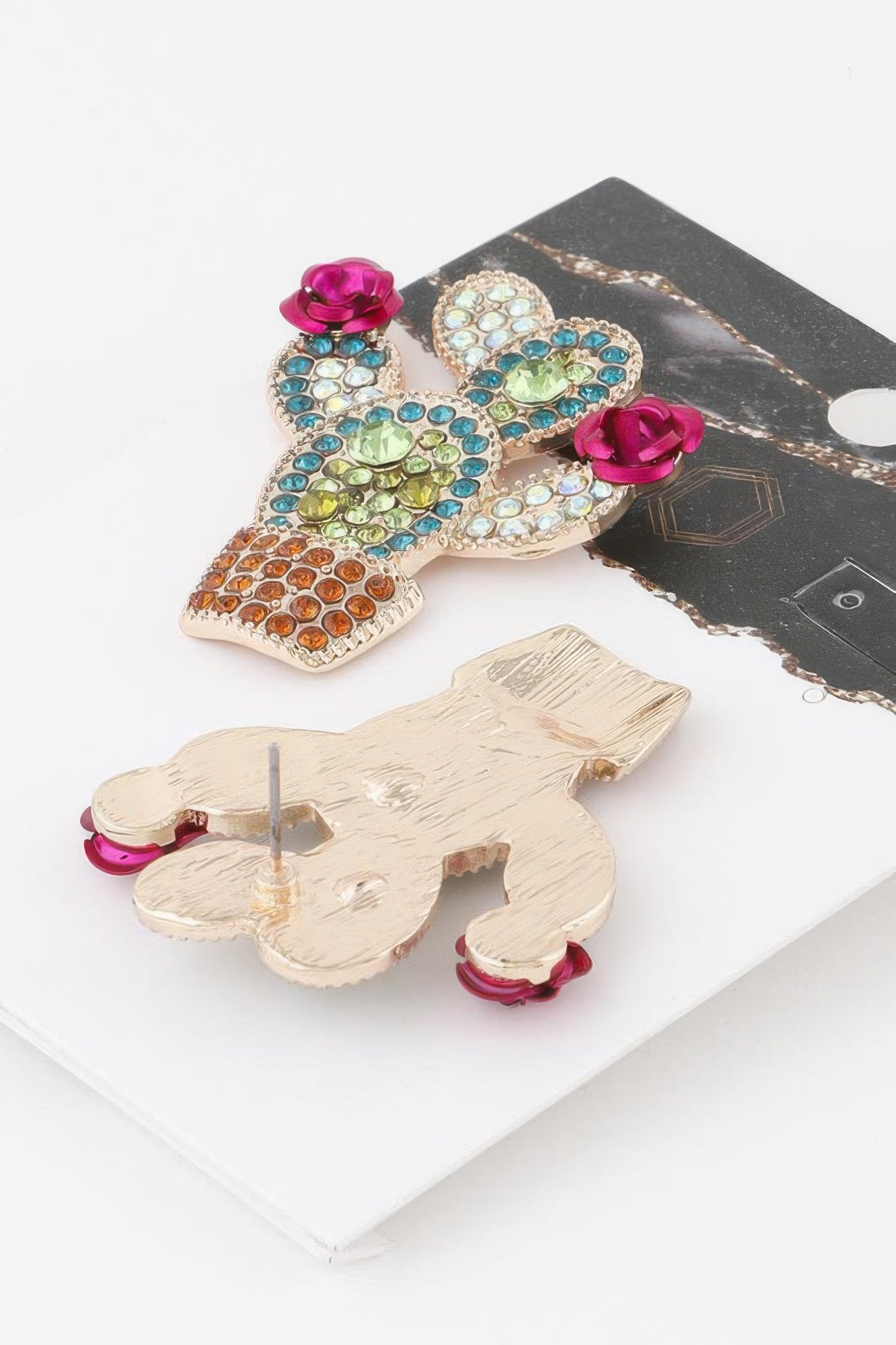Jeweled Cactus Stud Earrings Secondary image
