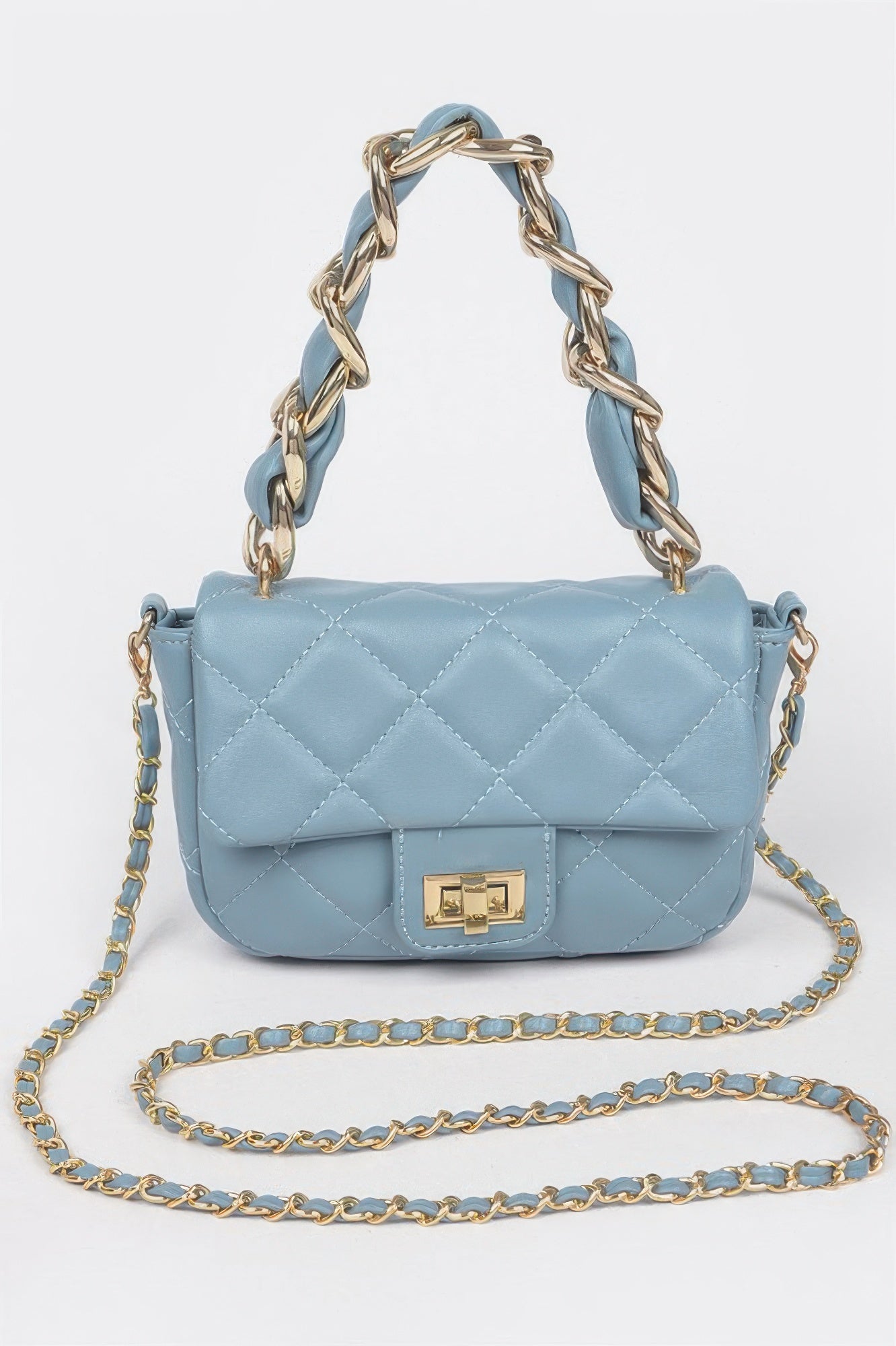 Quilted Faux Leather Chain Flap Bag Secondary image