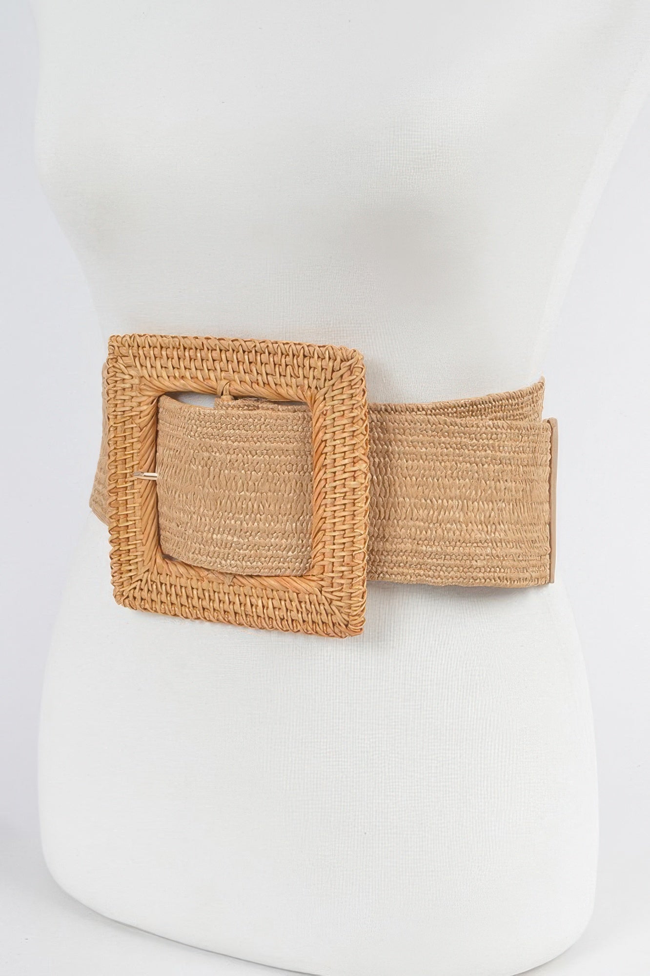 Oversized Bamboo Buckle Waist Elastic Belt Secondary image