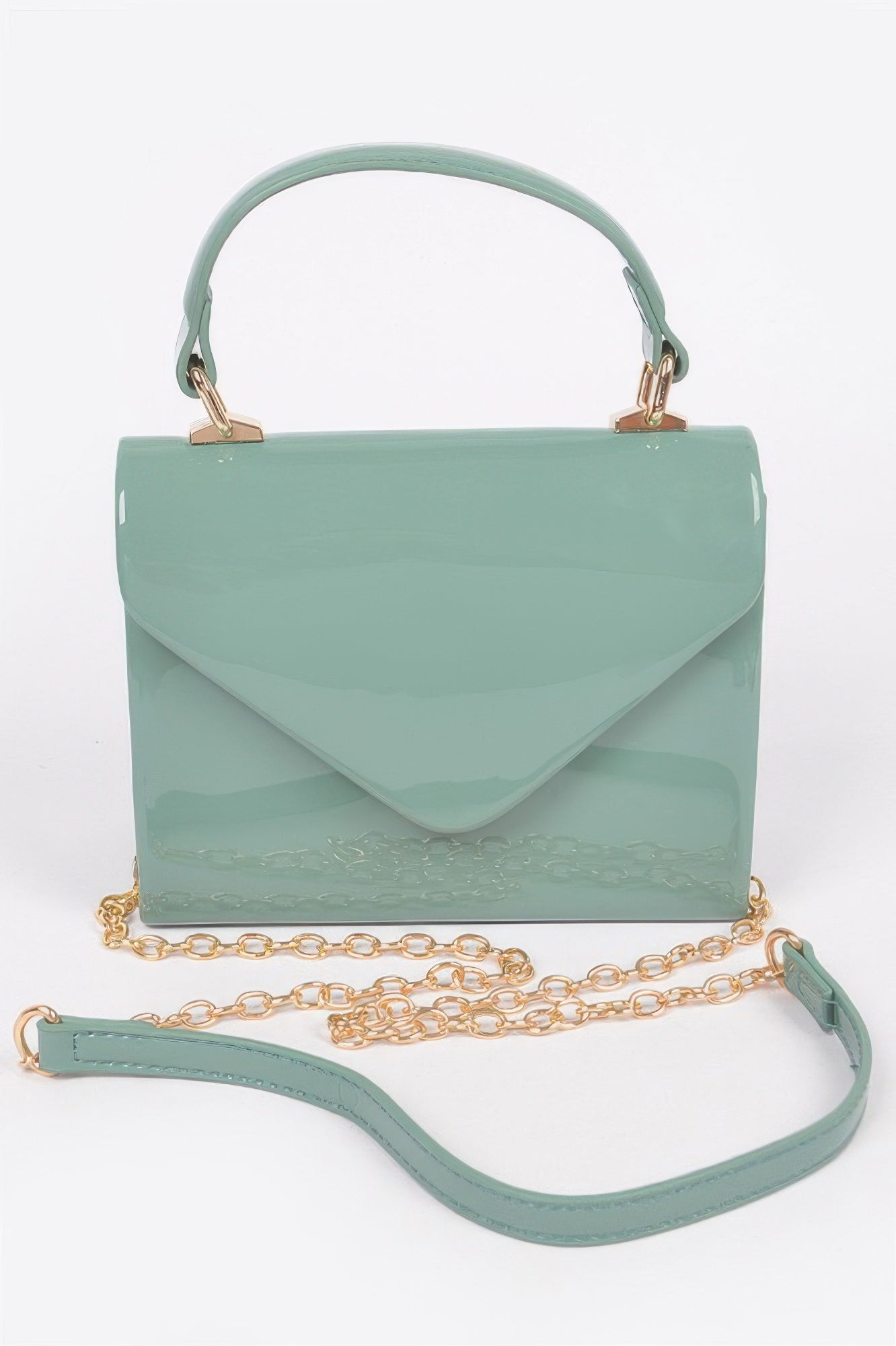 Enamel Faux Leather Single Handle Clutch Secondary image