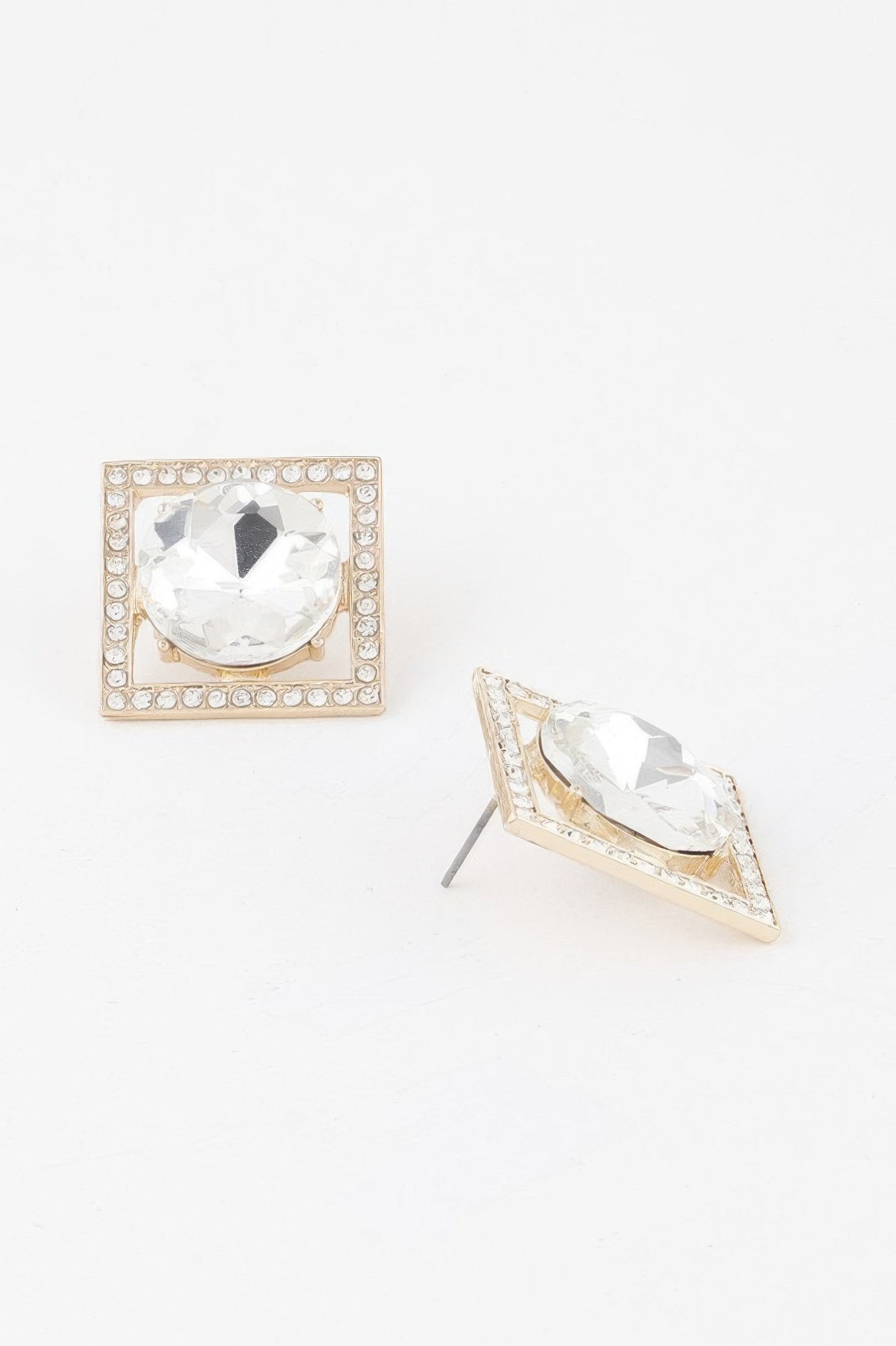 Framed Rhinestone Stud Earrings Secondary image