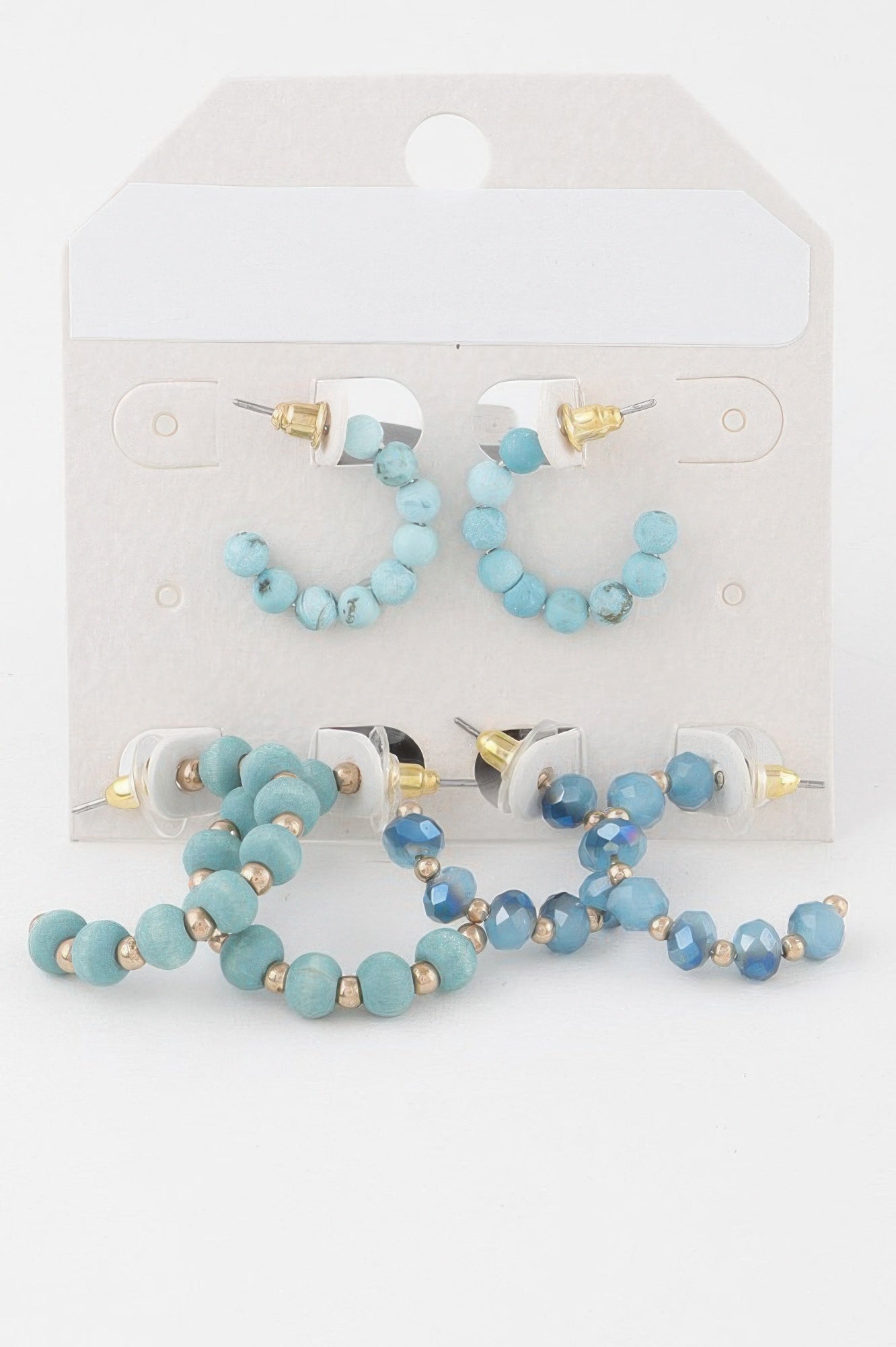 Crystal Bead Hoop Earrings Set Secondary image