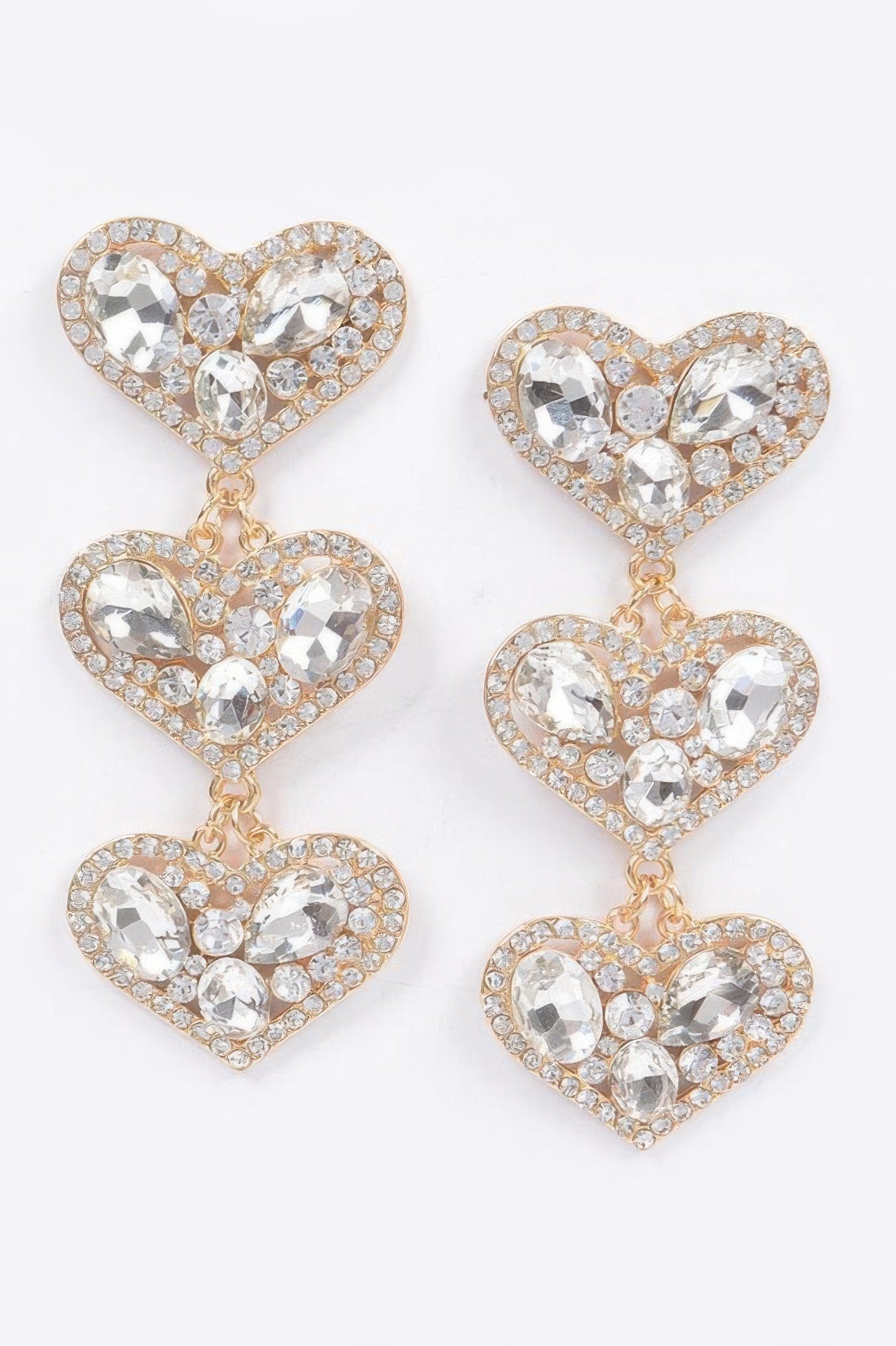 Three Heart Gem Earrings Secondary image