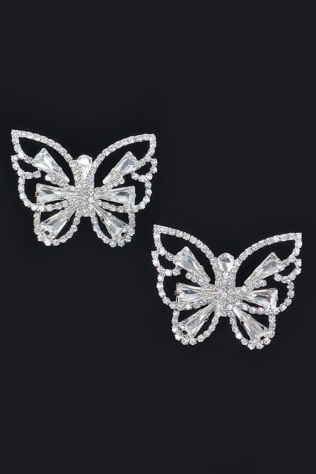 Butterfly Clear Rhinestone Gem Earrings Secondary image