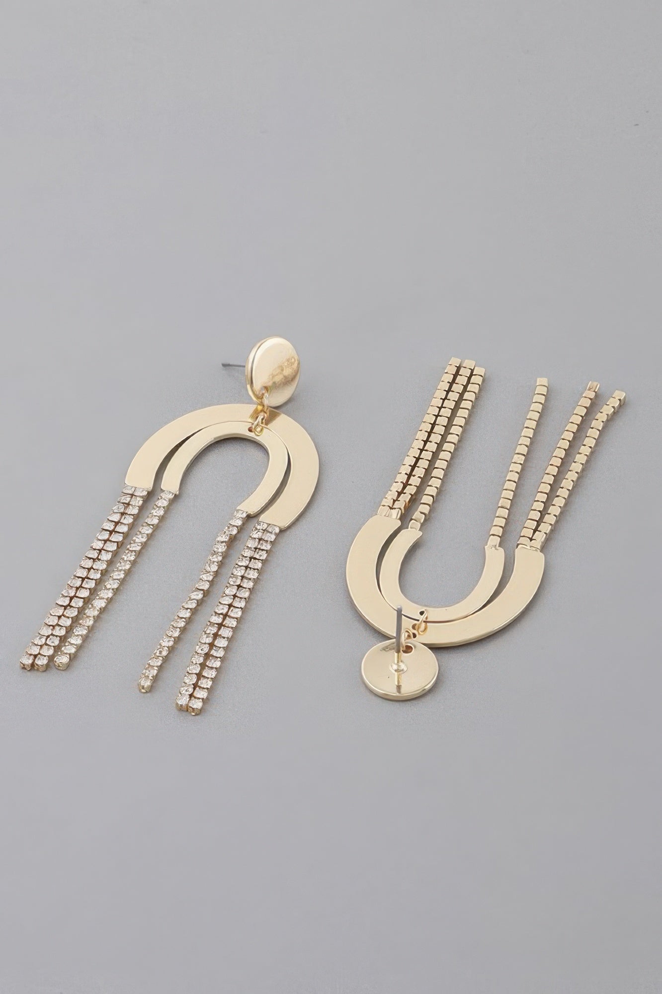 Double Rhinestone Arch Drop Earrings Secondary image
