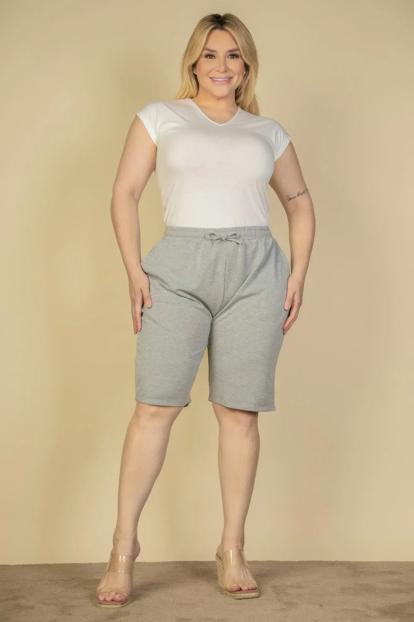 Plus Size French Terry Bermuda Shorts Secondary image