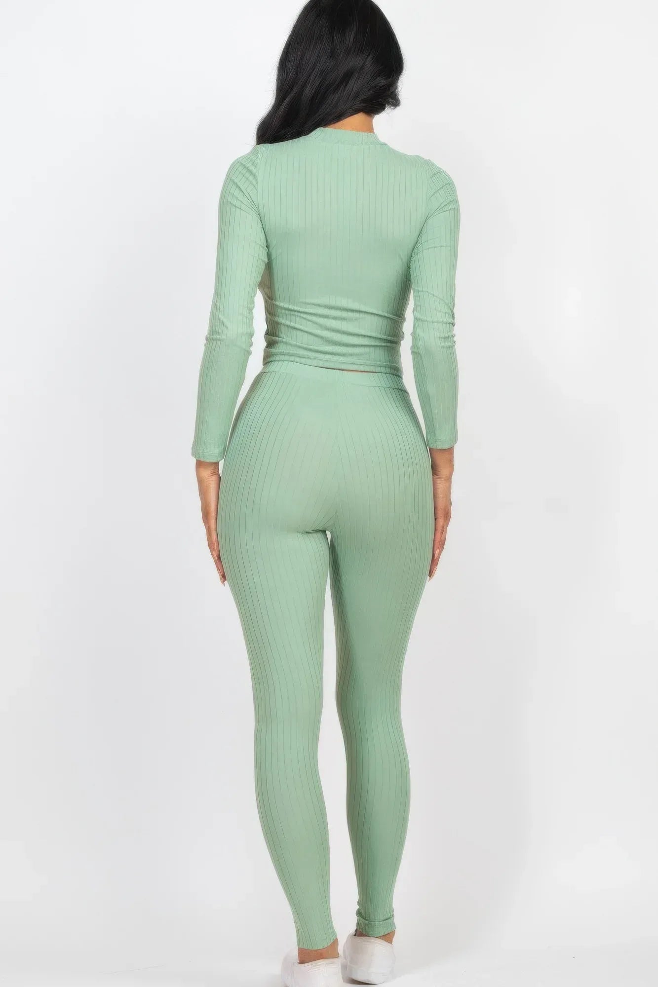 Ribbed Mock Neck Long Sleeve Top & Leggings Set | Mixtshop LLC
