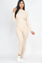 Ribbed Mock Neck Long Sleeve Top & Leggings Set | Mixtshop LLC