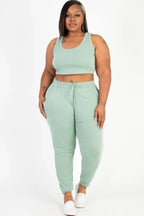 Plus Size French Terry Cropped Tank Top & Joggers Set | Mixtshop LLC