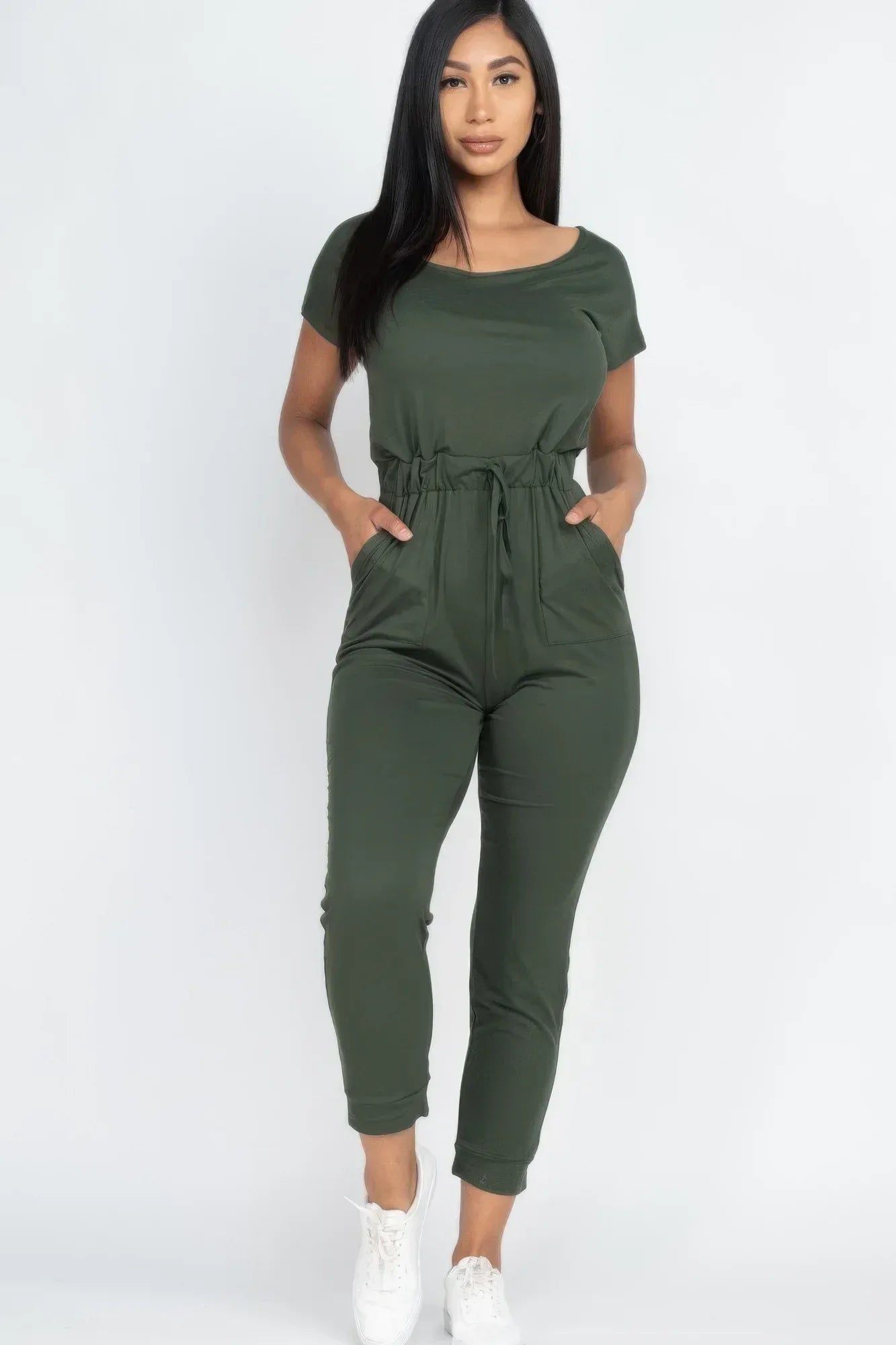 Two-way Shoulder Drawstring Jumpsuit | Mixtshop LLC