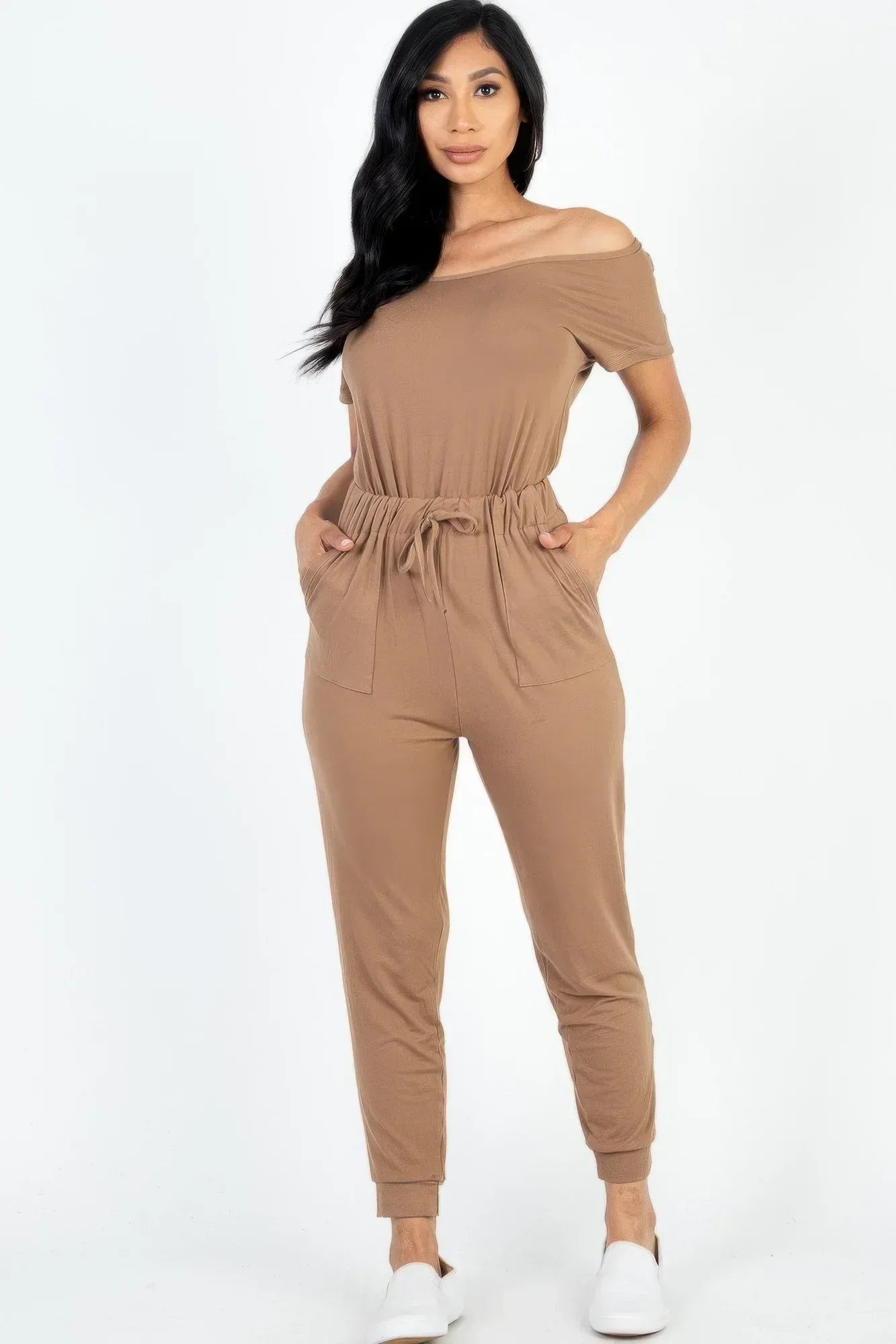 Two-way Shoulder Drawstring Jumpsuit | Mixtshop LLC