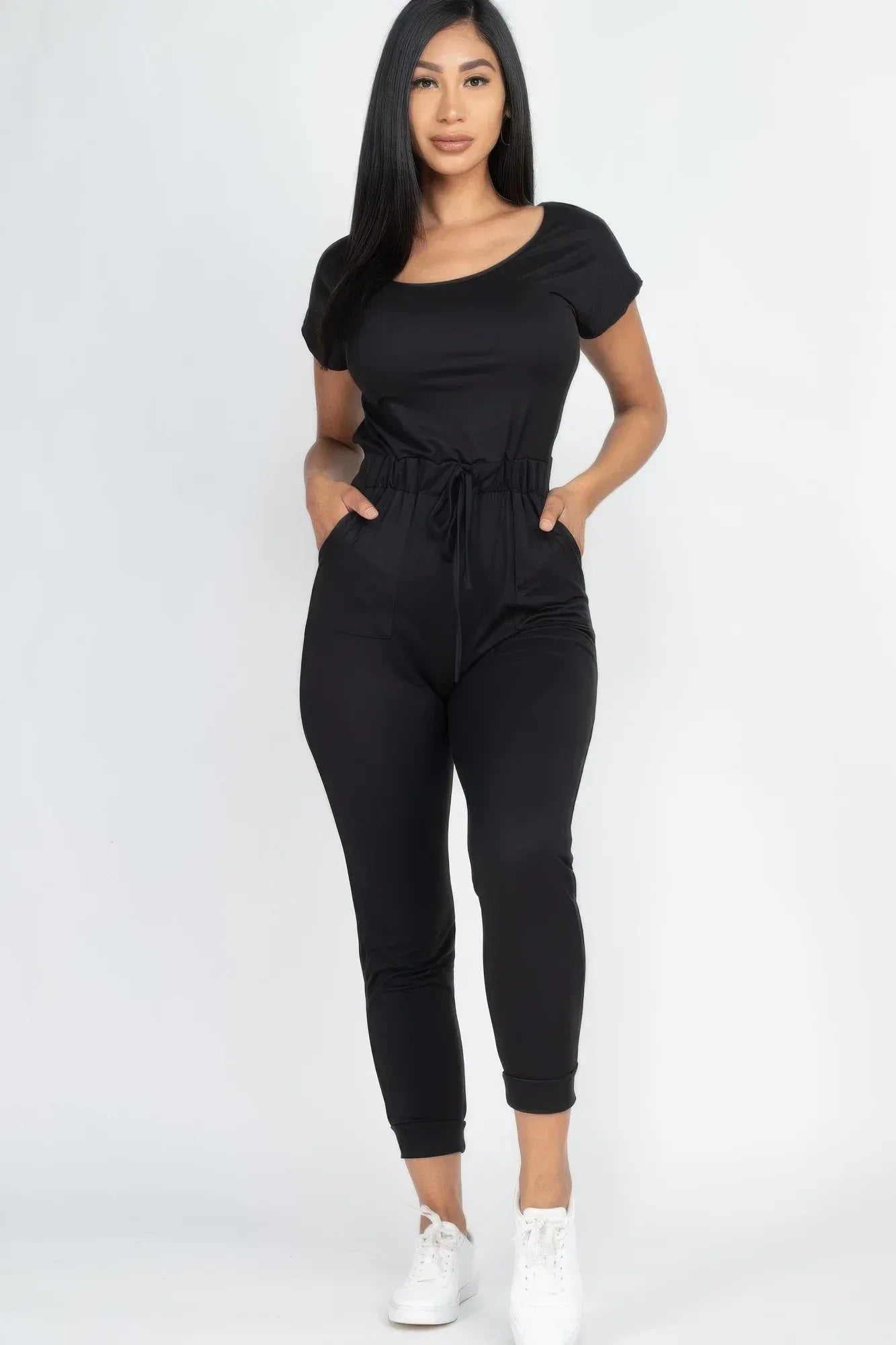 Two-way Shoulder Drawstring Jumpsuit | Mixtshop LLC