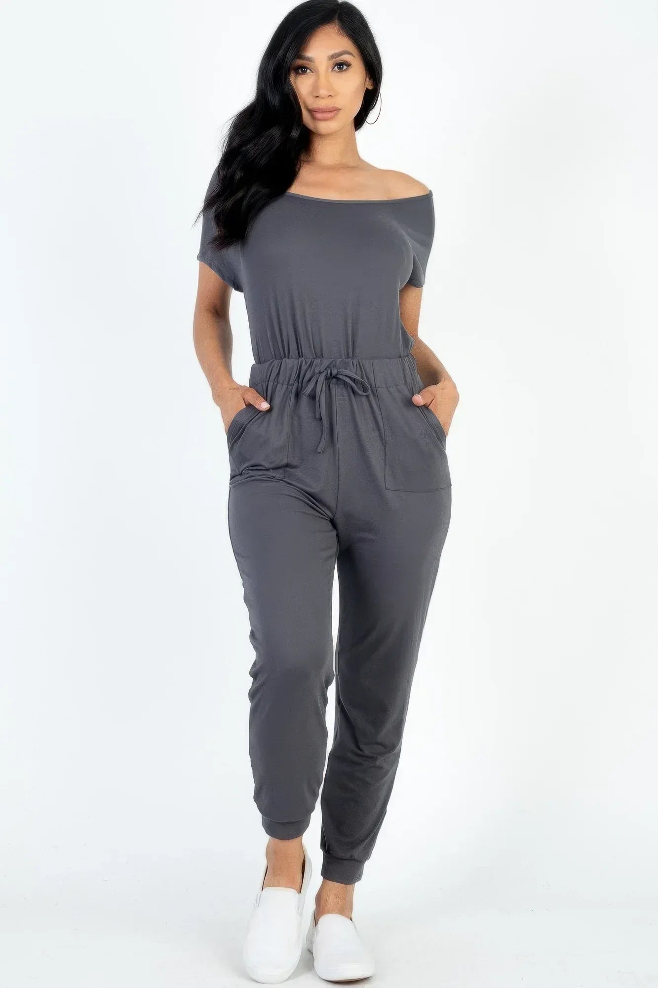 Two-way Shoulder Drawstring Jumpsuit | Mixtshop LLC