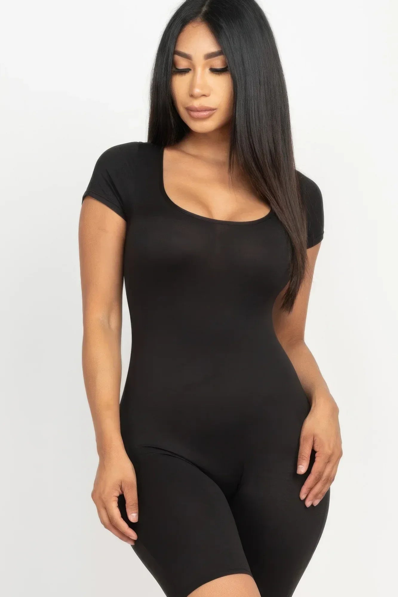 Short Sleeve Scoop Neck Bodycon Romper | Mixtshop LLC