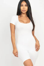 Short Sleeve Scoop Neck Bodycon Romper | Mixtshop LLC