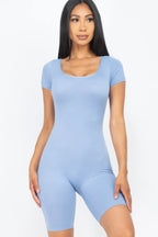 Short Sleeve Scoop Neck Bodycon Romper | Mixtshop LLC