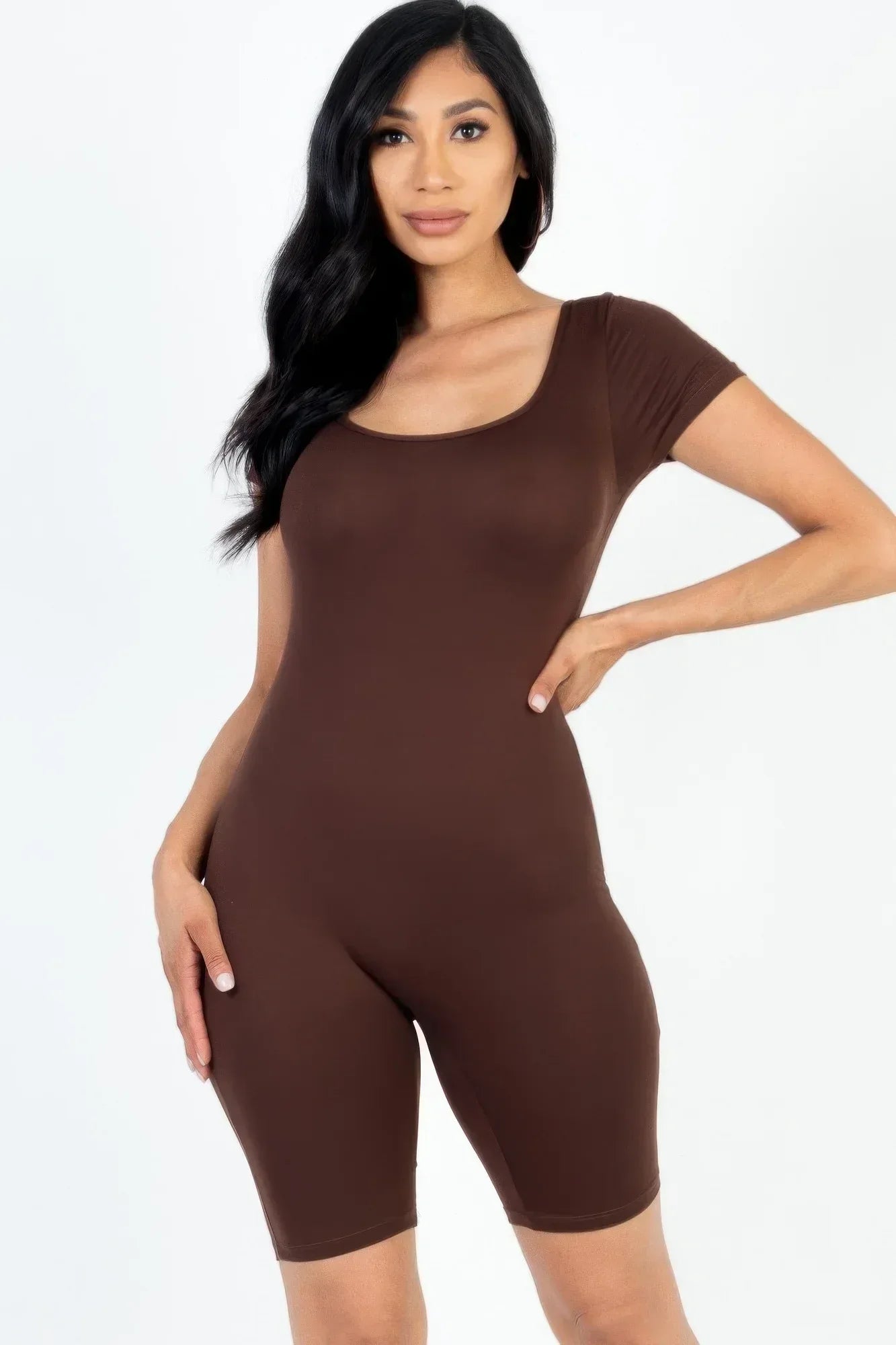 Short Sleeve Scoop Neck Bodycon Romper | Mixtshop LLC