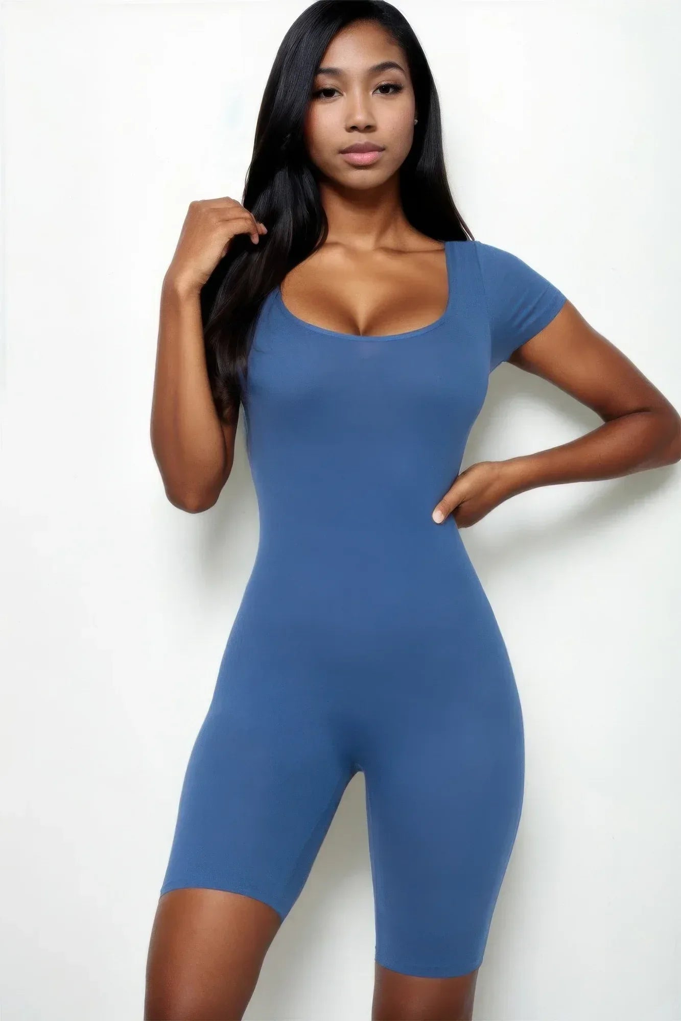 Short Sleeve Scoop Neck Bodycon Romper | Mixtshop LLC