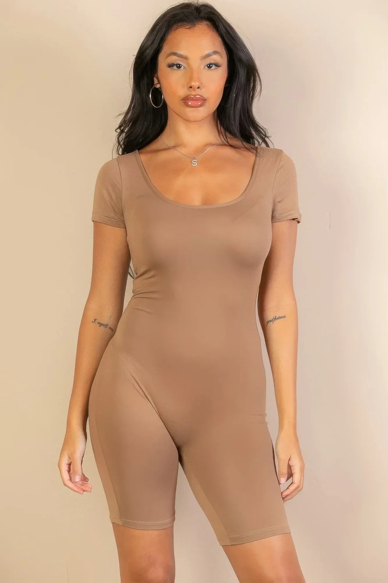Short Sleeve Scoop Neck Bodycon Romper | Mixtshop LLC