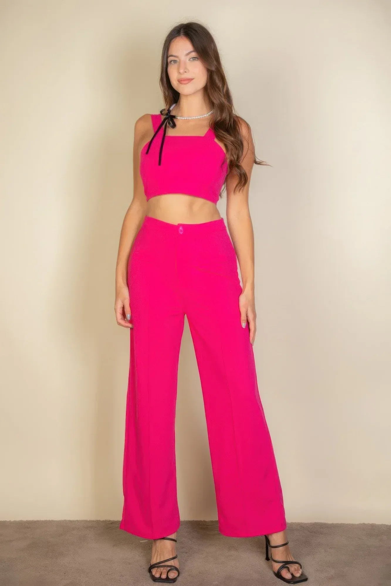 Solid Tank Top & Wide Leg Pants | Mixtshop LLC