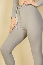 Tie-Front Ribbed Lounge Leggings | Mixtshop LLC