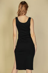 Flat Back Rib Sleeveless Tank Side Slit Bodycon Dress | Mixtshop LLC