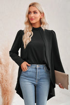 Solid High Low Long Sleeve Blouse | Mixtshop LLC