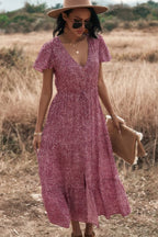 V Neck Polka Dot Short Sleeve Dress | Mixtshop LLC