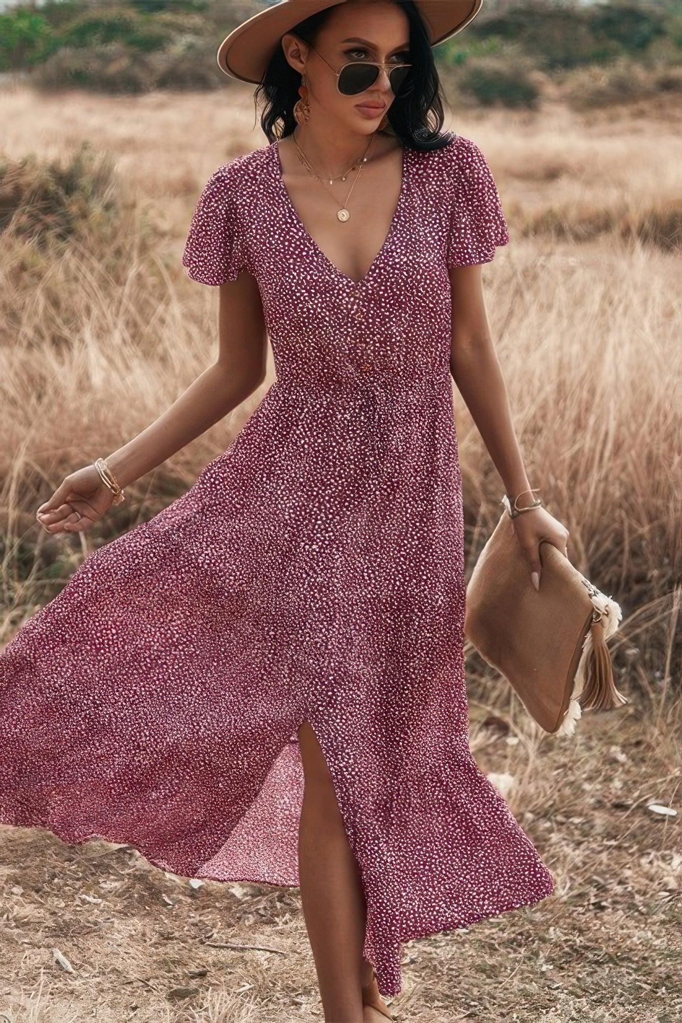 V Neck Polka Dot Short Sleeve Dress Secondary image