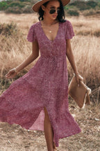 V Neck Polka Dot Short Sleeve Dress | Mixtshop LLC