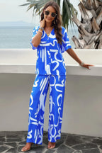 Two Piece Random Printed Short Sleeve Fit Set | Mixtshop LLC