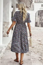 Boho Floral Ruffle Hem V Neck Short Sleeve Dress | Mixtshop LLC