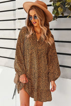 V Neck Drop Shoulder Cheetah Print Tunic Dress | Mixtshop LLC