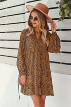 V Neck Drop Shoulder Cheetah Print Tunic Dress | Mixtshop LLC