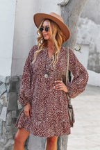 V Neck Drop Shoulder Cheetah Print Tunic Dress | Mixtshop LLC